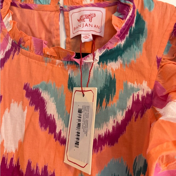 NWT Banjanan Hannah Maxi Dress Ikat Floral Spice Cotton Voile, XL - Picture 2 of 9